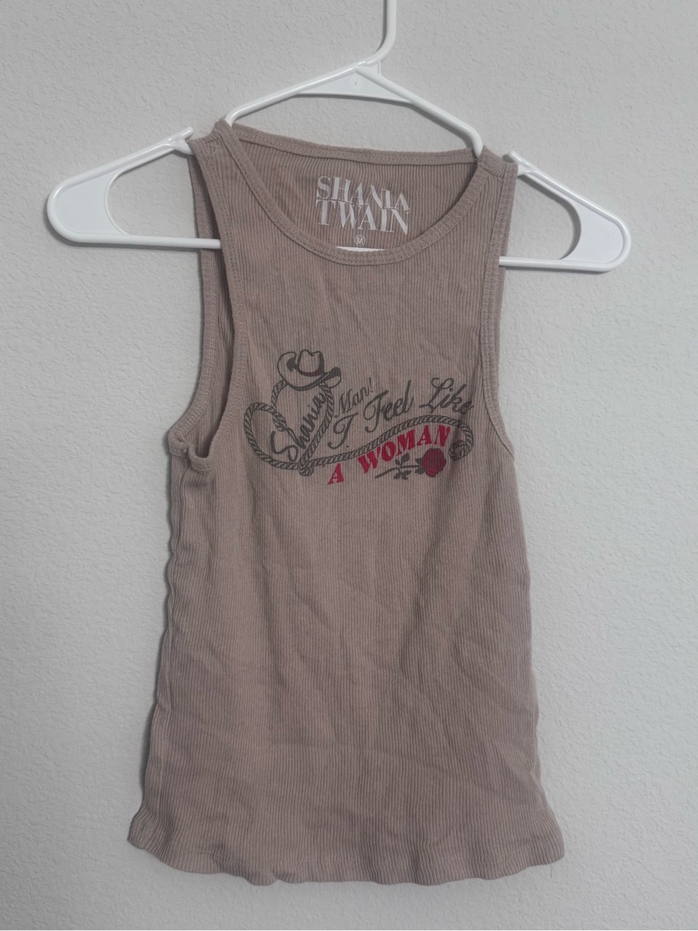 Shania Twain Tan Tank “Man I Feel Like A Woman”